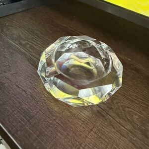 Baccarat White Crystal Ashtray with Geometric Patterns